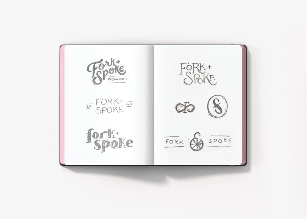 fork spoke logo sketches