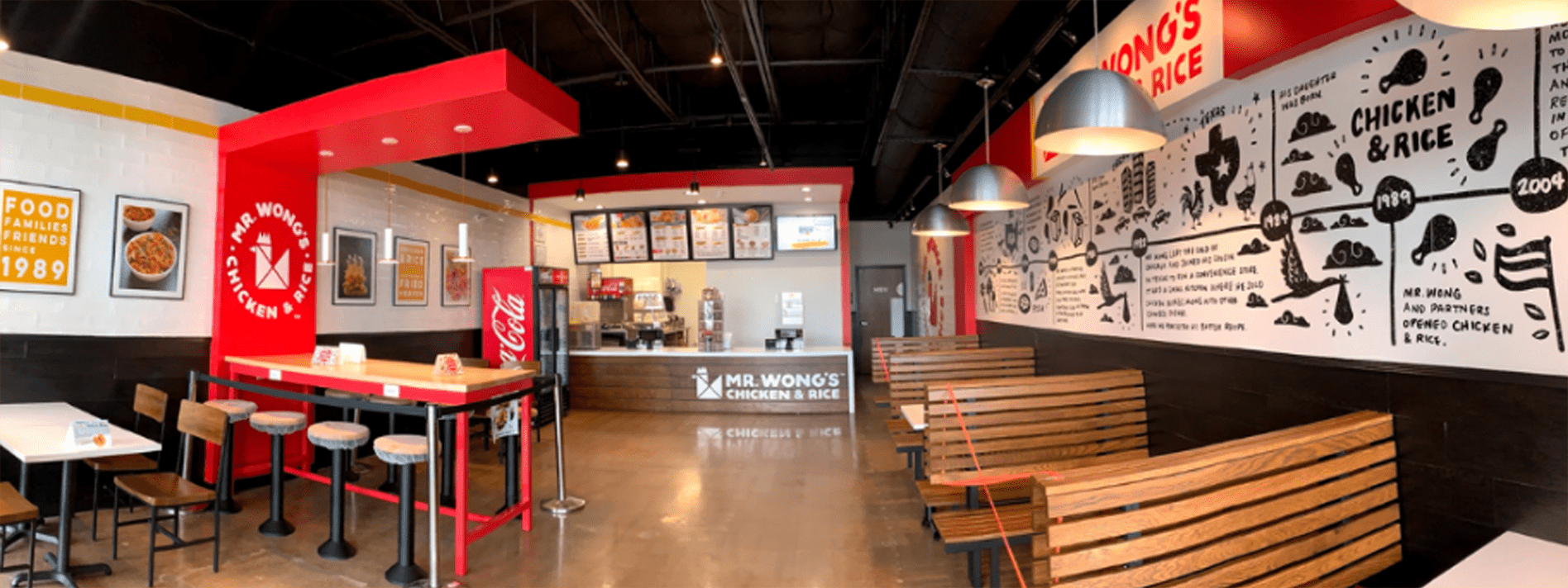 Mr. Wong's Chicken and Rice - restaurant branding interior