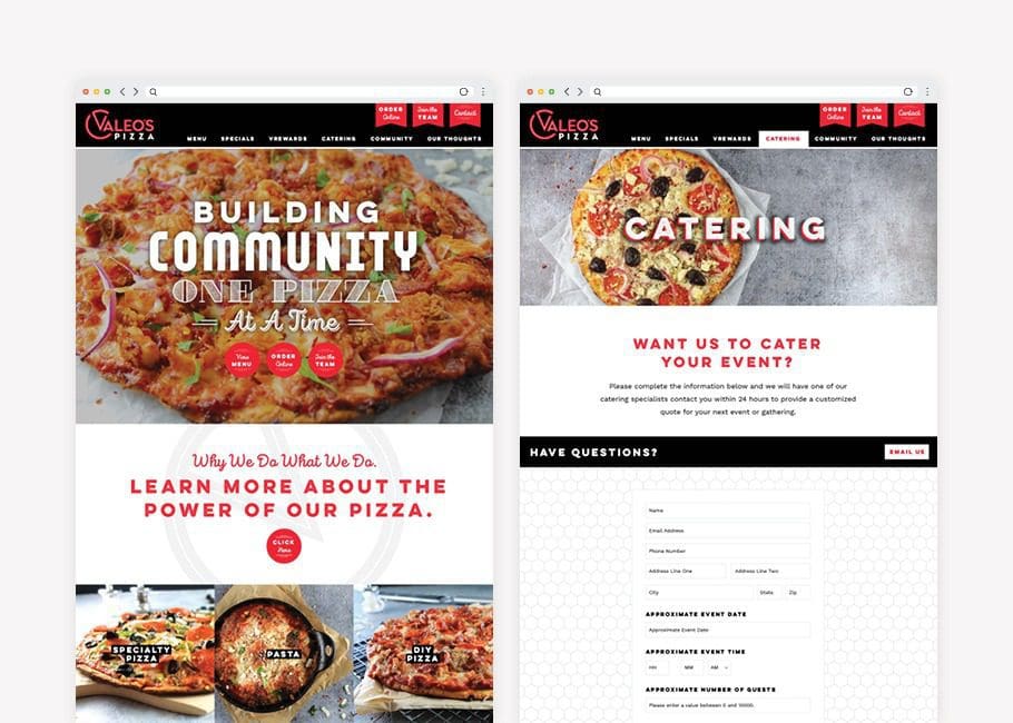 pizza restaurant website design